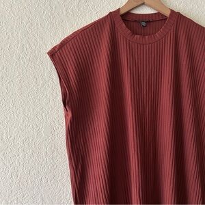 Eileen Fisher Ribbed crewneck dress - Brick Red —Size L